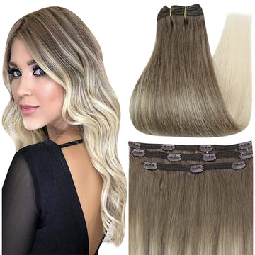 FShine PU Clip In Hair Extensions Clip in Hair Extensions #8/60 - FShine Shop